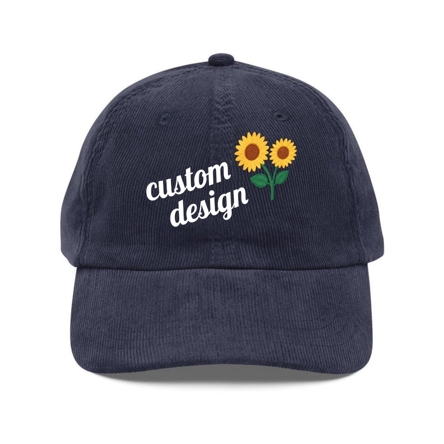 Custom Embroidered Corduroy Hat - Personalized Baseball Cap With Text Logo