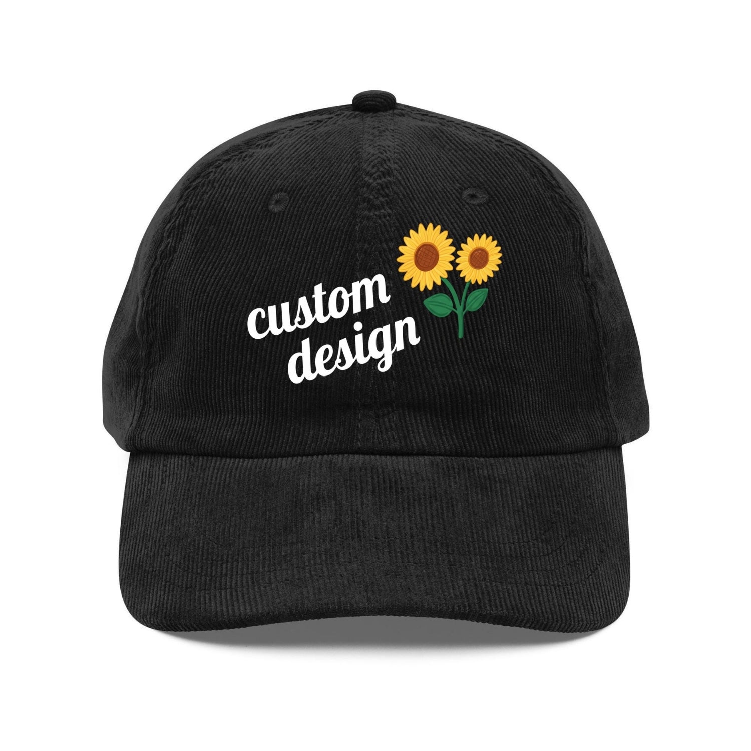 Custom Embroidered Corduroy Hat - Personalized Baseball Cap With Text Logo
