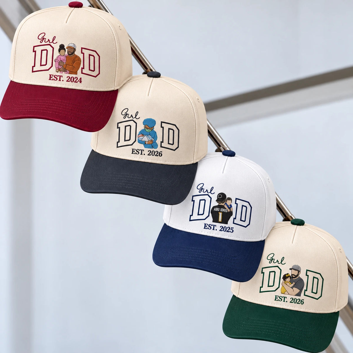 Custom Girl Dad Hat from Your Photo, Embroidered Cap