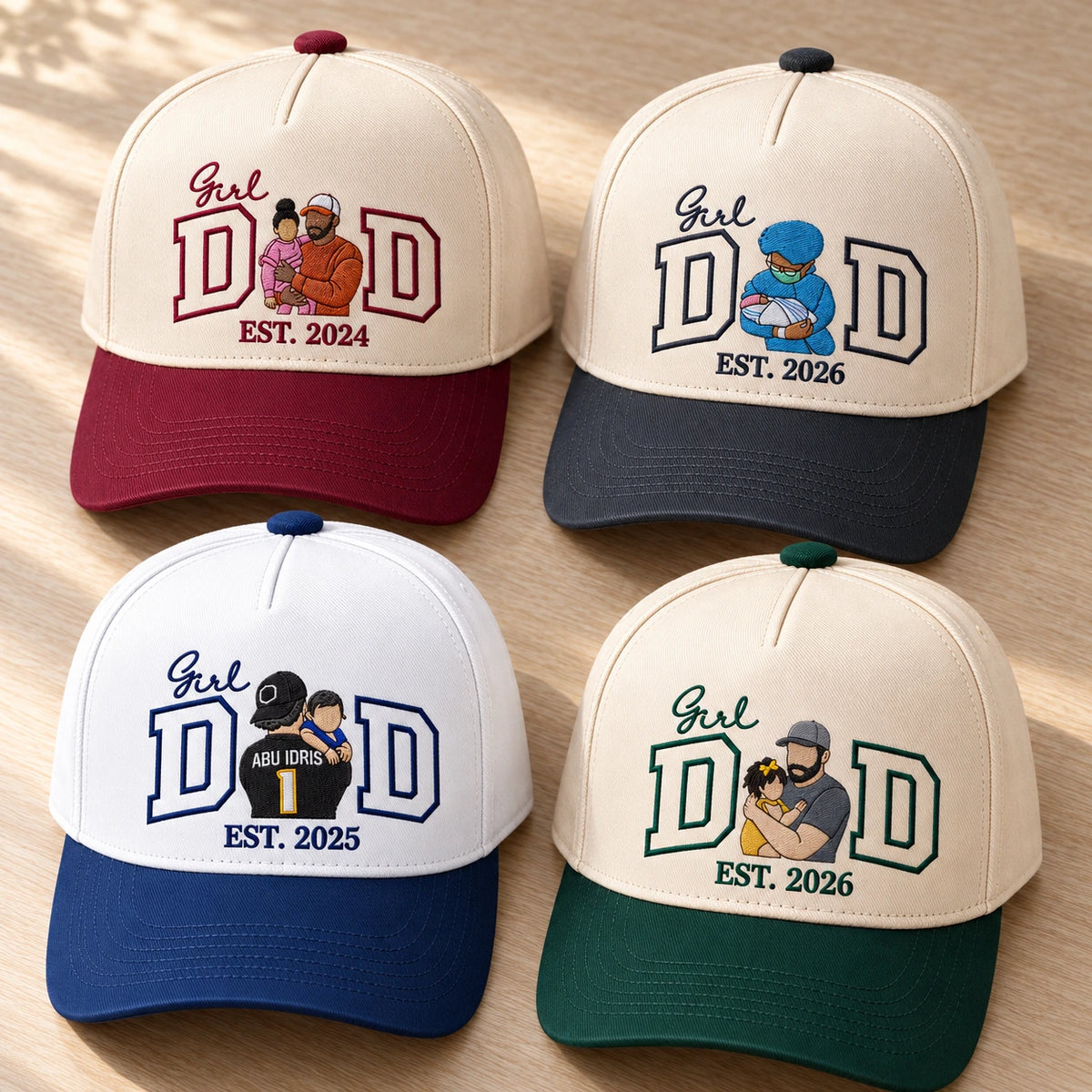 Custom Girl Dad Hat from Your Photo, Embroidered Cap