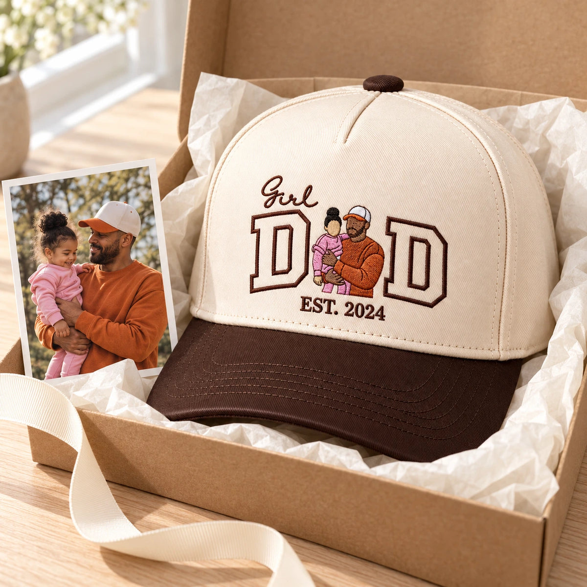 Custom Girl Dad Hat from Your Photo, Embroidered Cap