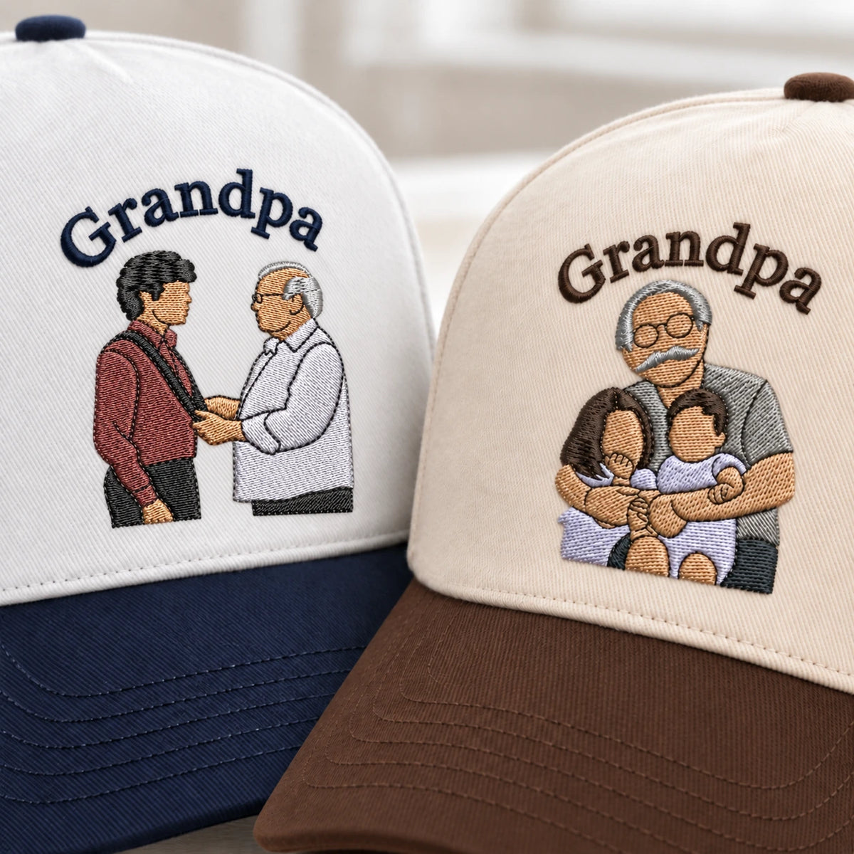 Custom Grandpa Hat with Picture, Embroidered Photo Cap
