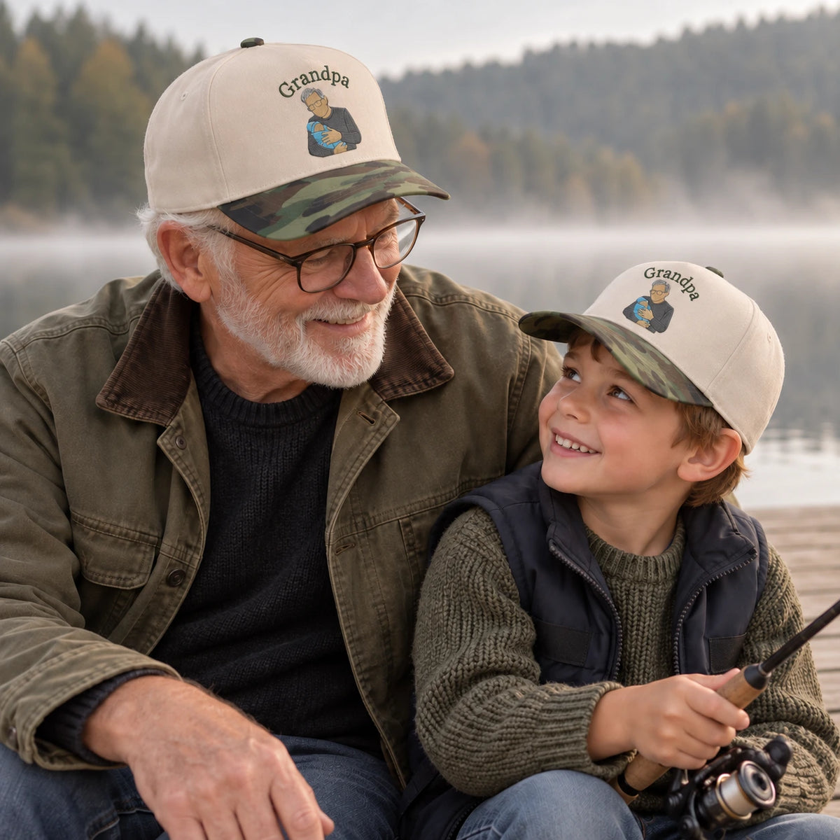 Custom Grandpa Hat with Picture, Embroidered Photo Cap