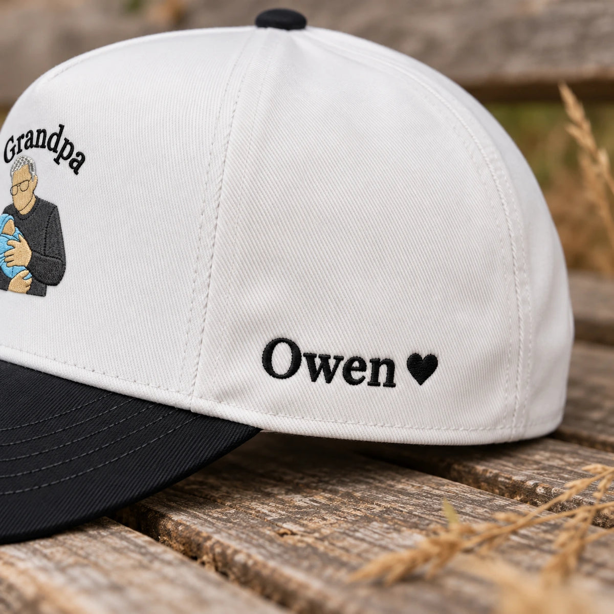 Custom Grandpa Hat with Picture, Embroidered Photo Cap