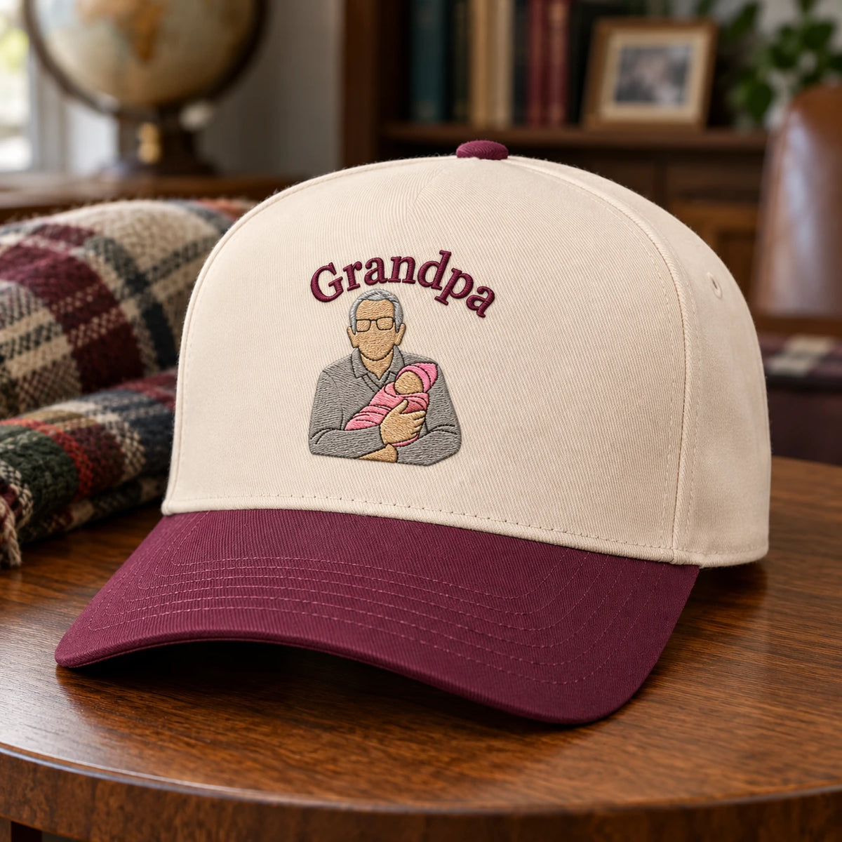 Custom Grandpa Hat with Picture, Embroidered Photo Cap