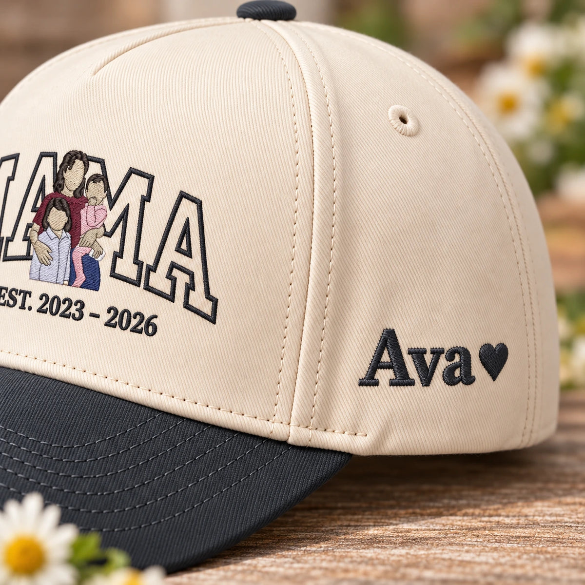 Custom Mama Hat with Picture, Embroidered Photo Snapback