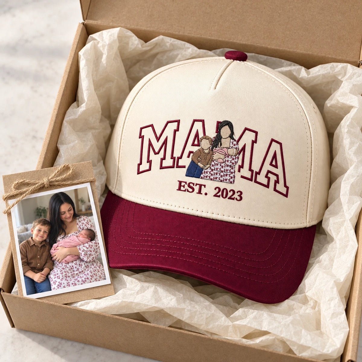 Custom Mama Hat with Picture, Embroidered Photo Snapback