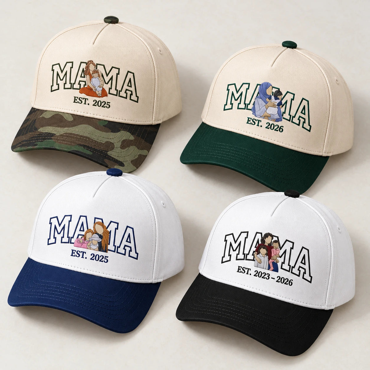 Custom Mama Hat with Picture, Embroidered Photo Snapback