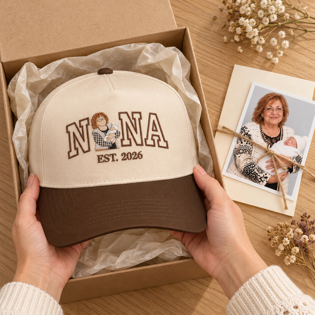 Custom Nana Hat with Photo, Embroidered Portrait Snapback
