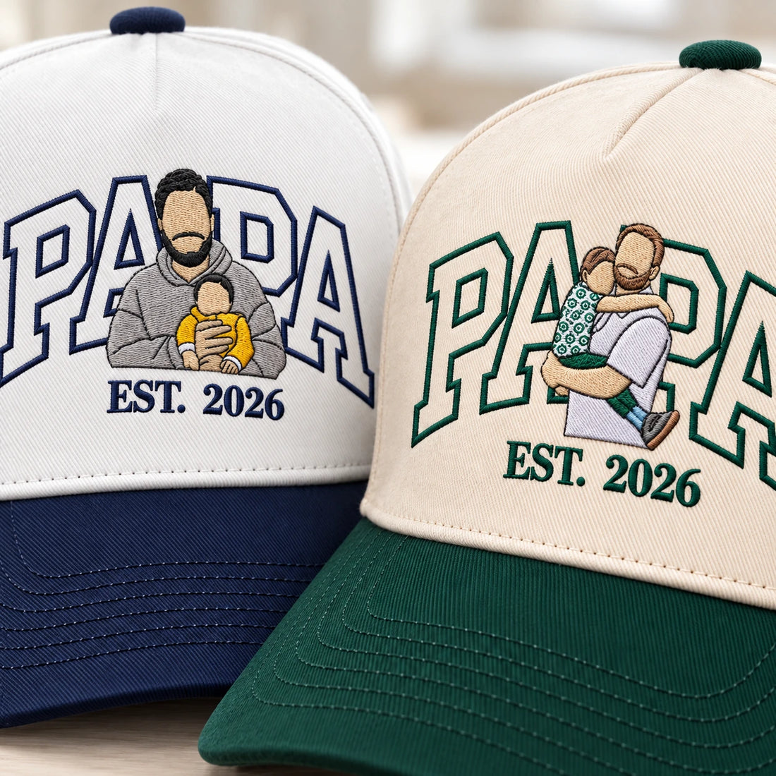 Custom Papa Hat with Photo, Embroidered Snapback