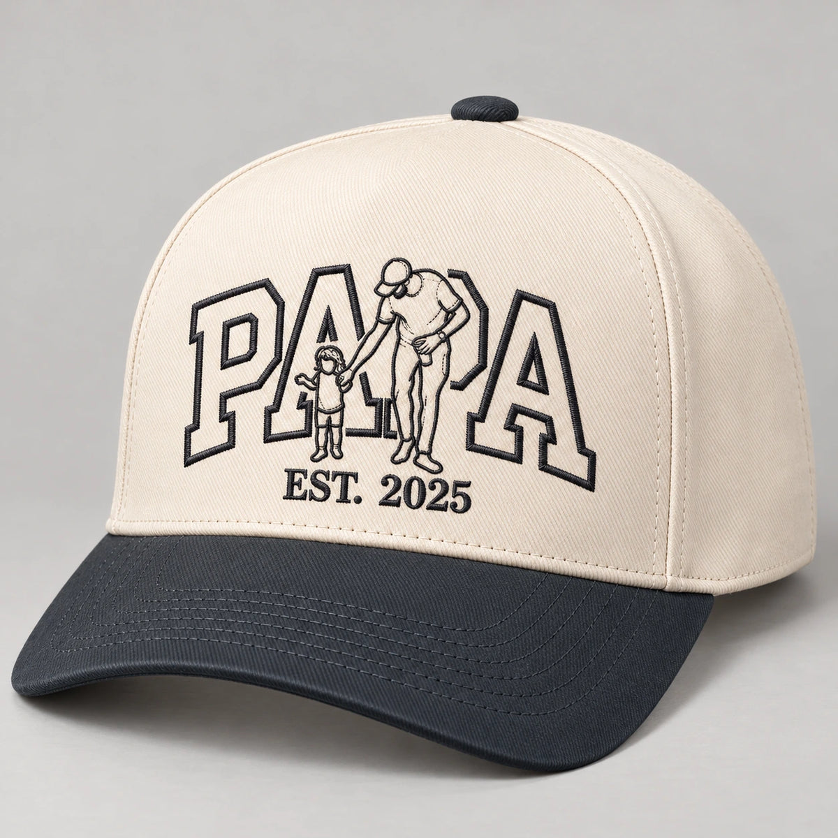 Custom Papa Hat, Outline Portrait Embroidered Snapback