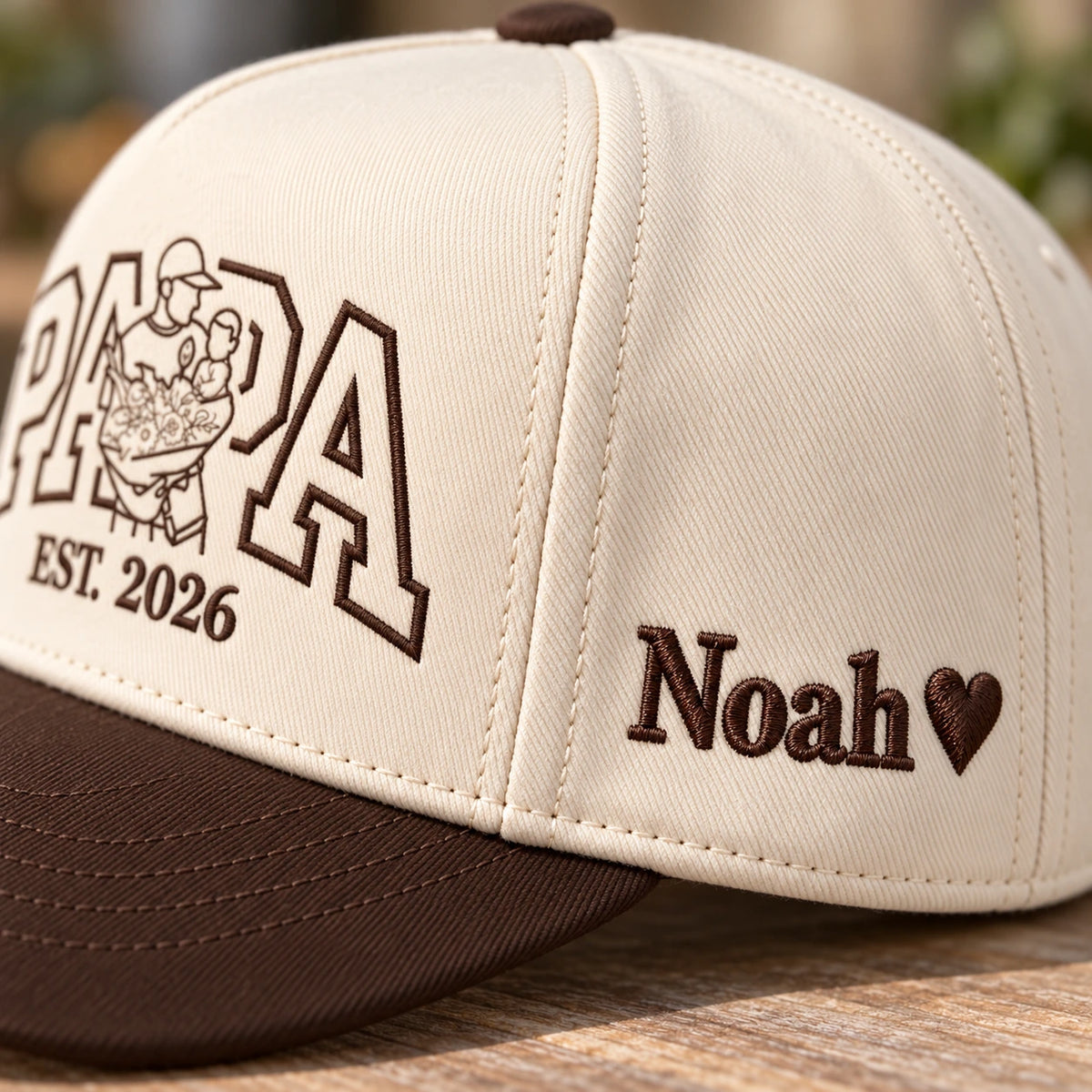 Custom Papa Hat, Outline Portrait Embroidered Snapback