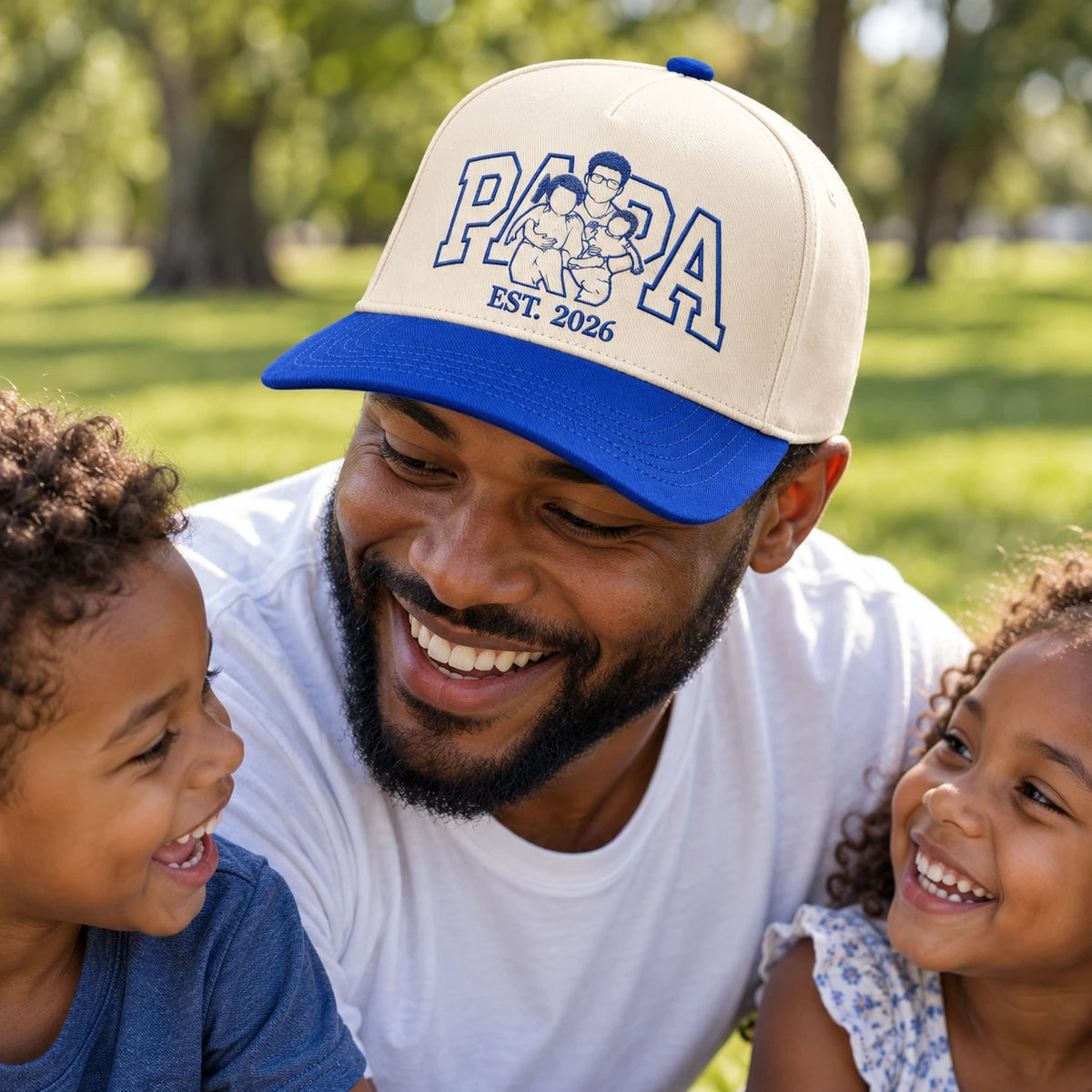 Custom Papa Hat, Outline Portrait Embroidered Snapback