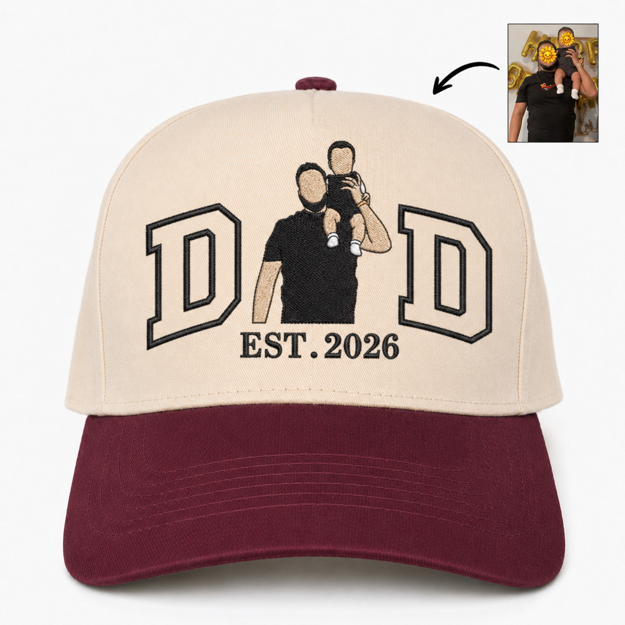 Custom Photo Embroidered Snapback Hat – Personalized Father’s Day Gift