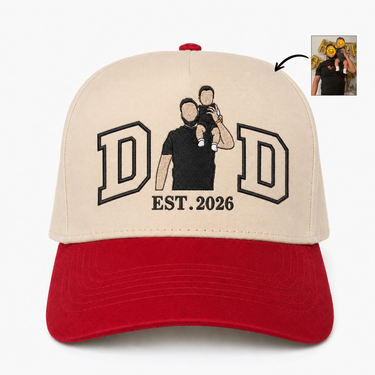 Custom Photo Embroidered Snapback Hat – Personalized Father’s Day Gift