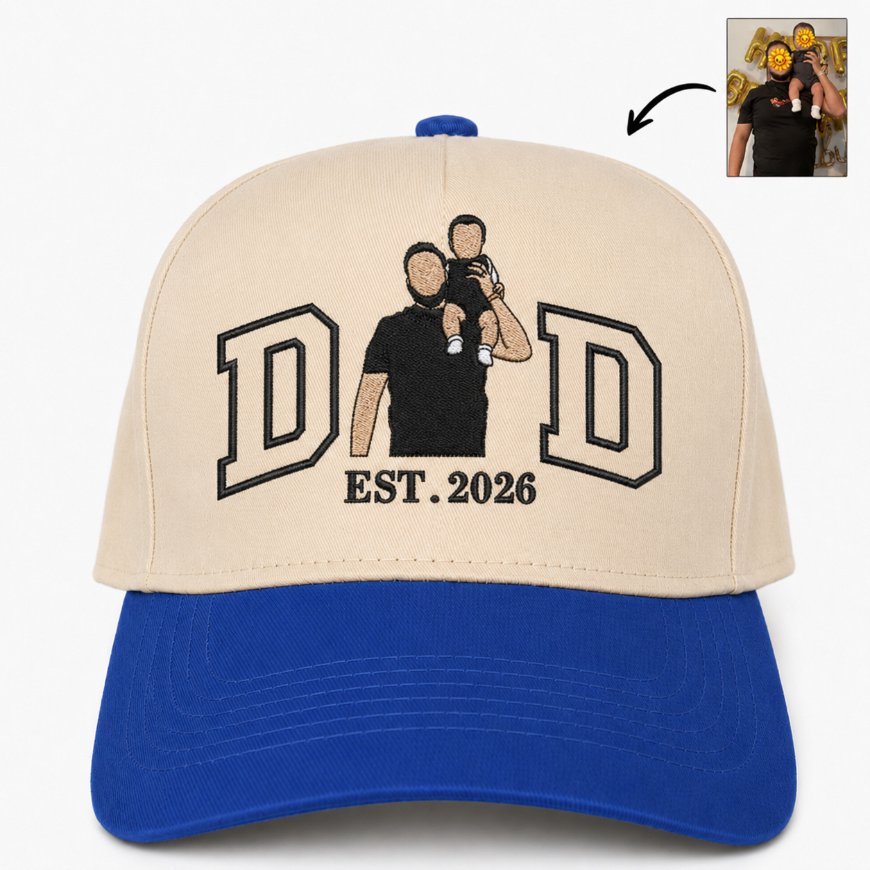 Custom Photo Embroidered Snapback Hat – Personalized Father’s Day Gift