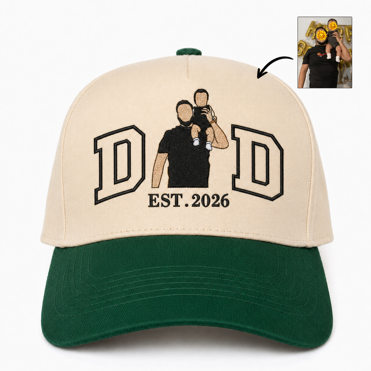 Custom Photo Embroidered Snapback Hat – Personalized Father’s Day Gift