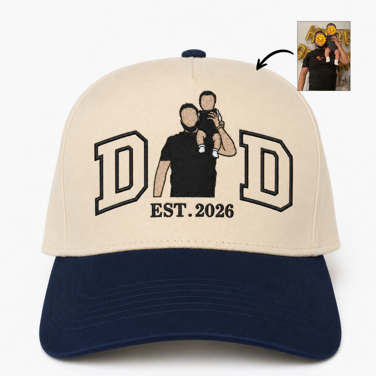 Custom Photo Embroidered Snapback Hat – Personalized Father’s Day Gift