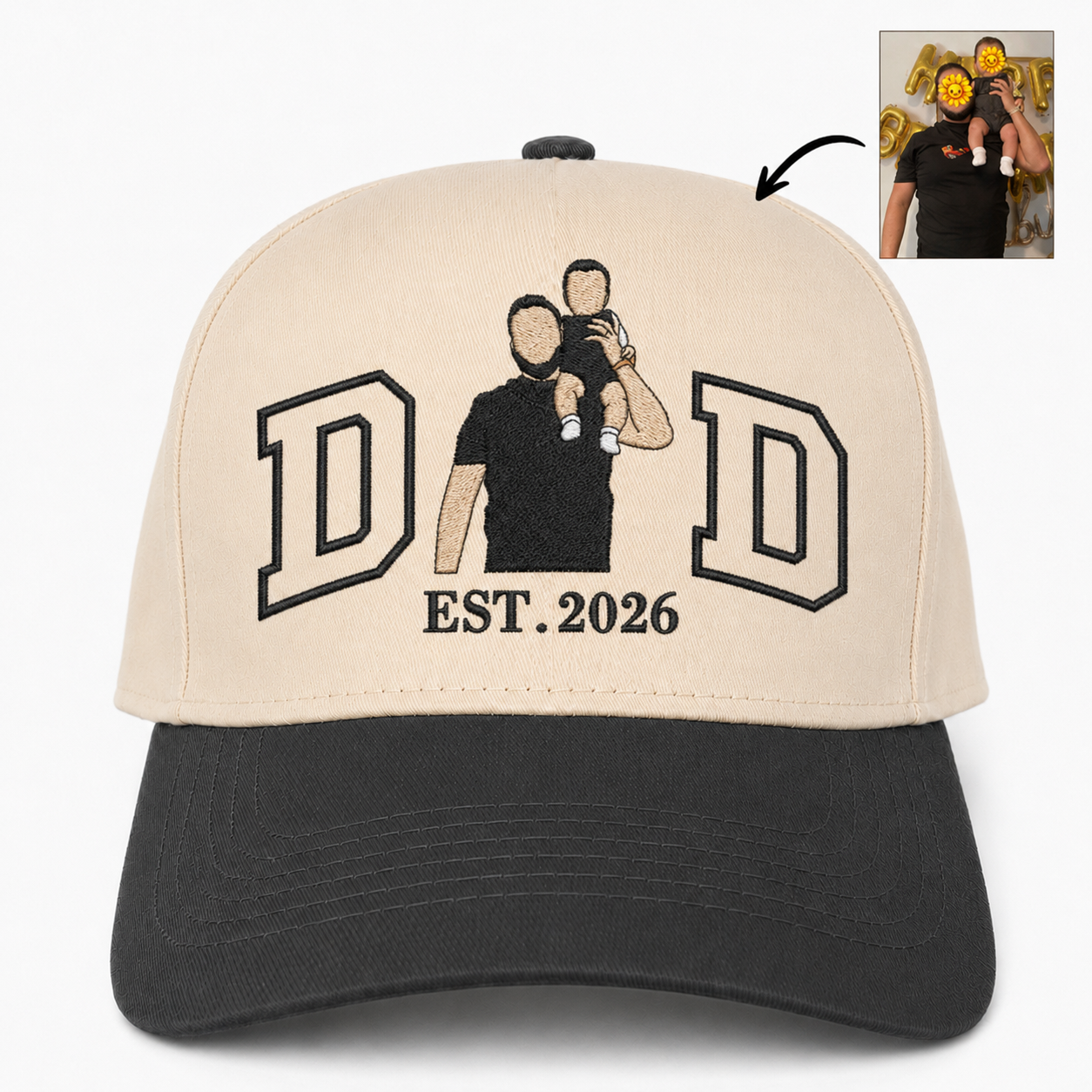 Custom Photo Embroidered Snapback Hat – Personalized Father’s Day Gift