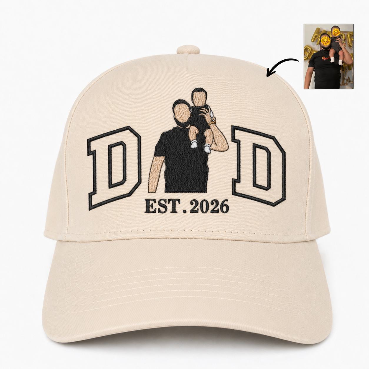 Custom Photo Embroidered Snapback Hat – Personalized Father’s Day Gift