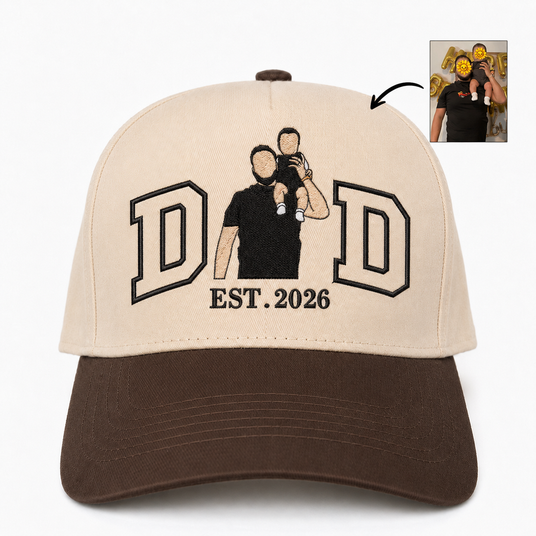 Custom Photo Embroidered Snapback Hat – Personalized Father’s Day Gift