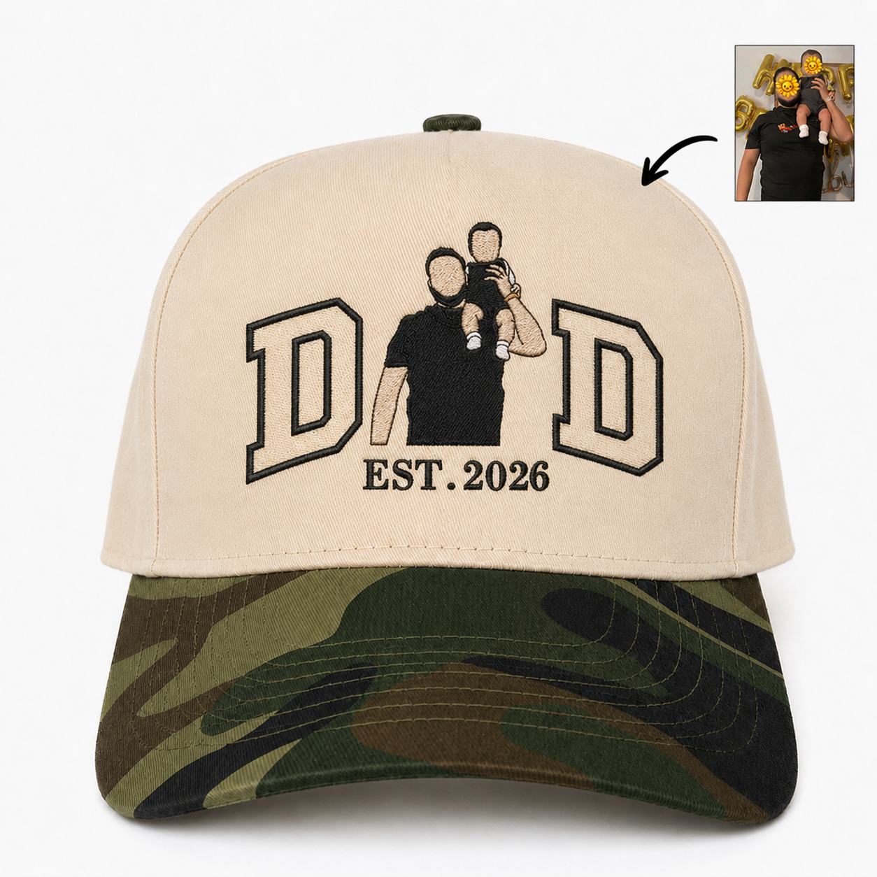 Custom Photo Embroidered Snapback Hat – Personalized Father’s Day Gift