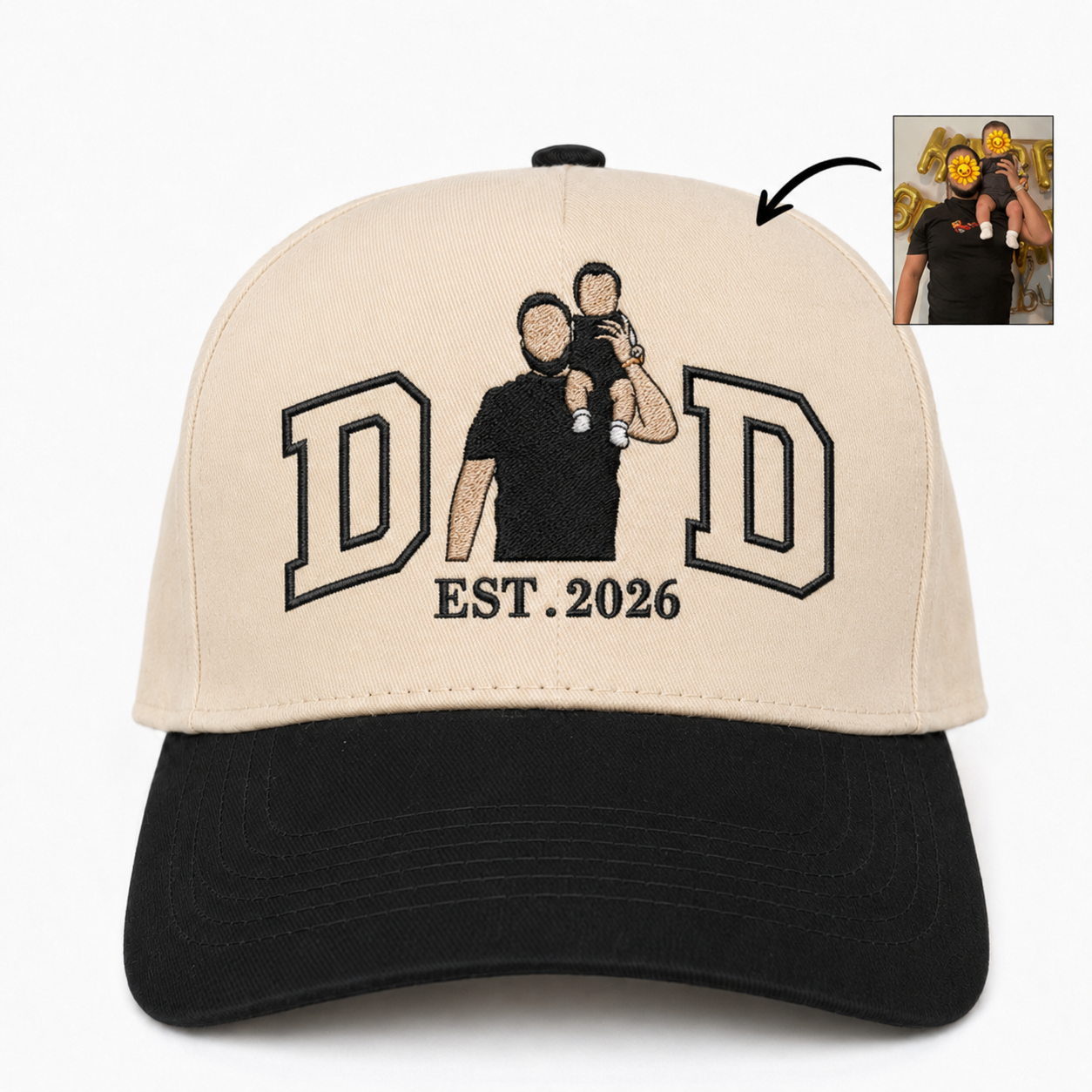 Custom Photo Embroidered Snapback Hat – Personalized Father’s Day Gift
