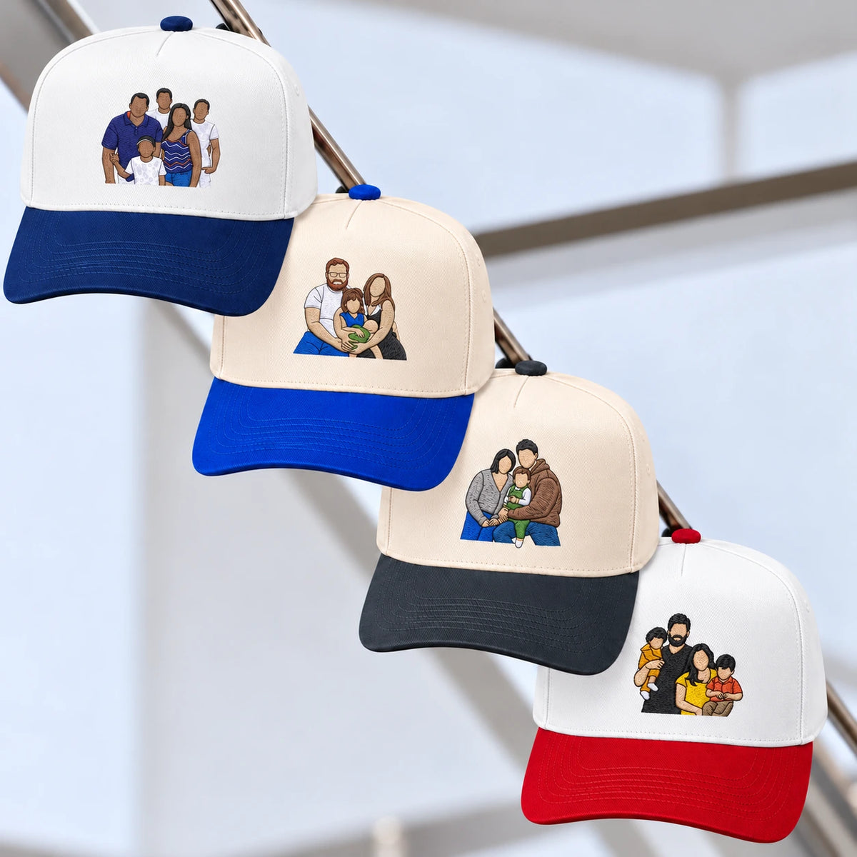Custom Photo Hat, Family Portrait Embroidered Snapback