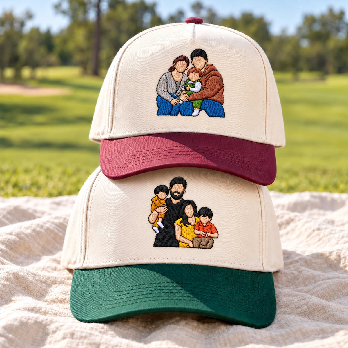 Custom Photo Hat, Family Portrait Embroidered Snapback