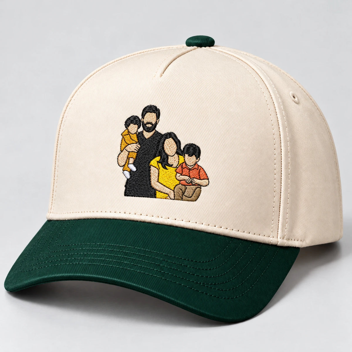 Custom Photo Hat, Family Portrait Embroidered Snapback