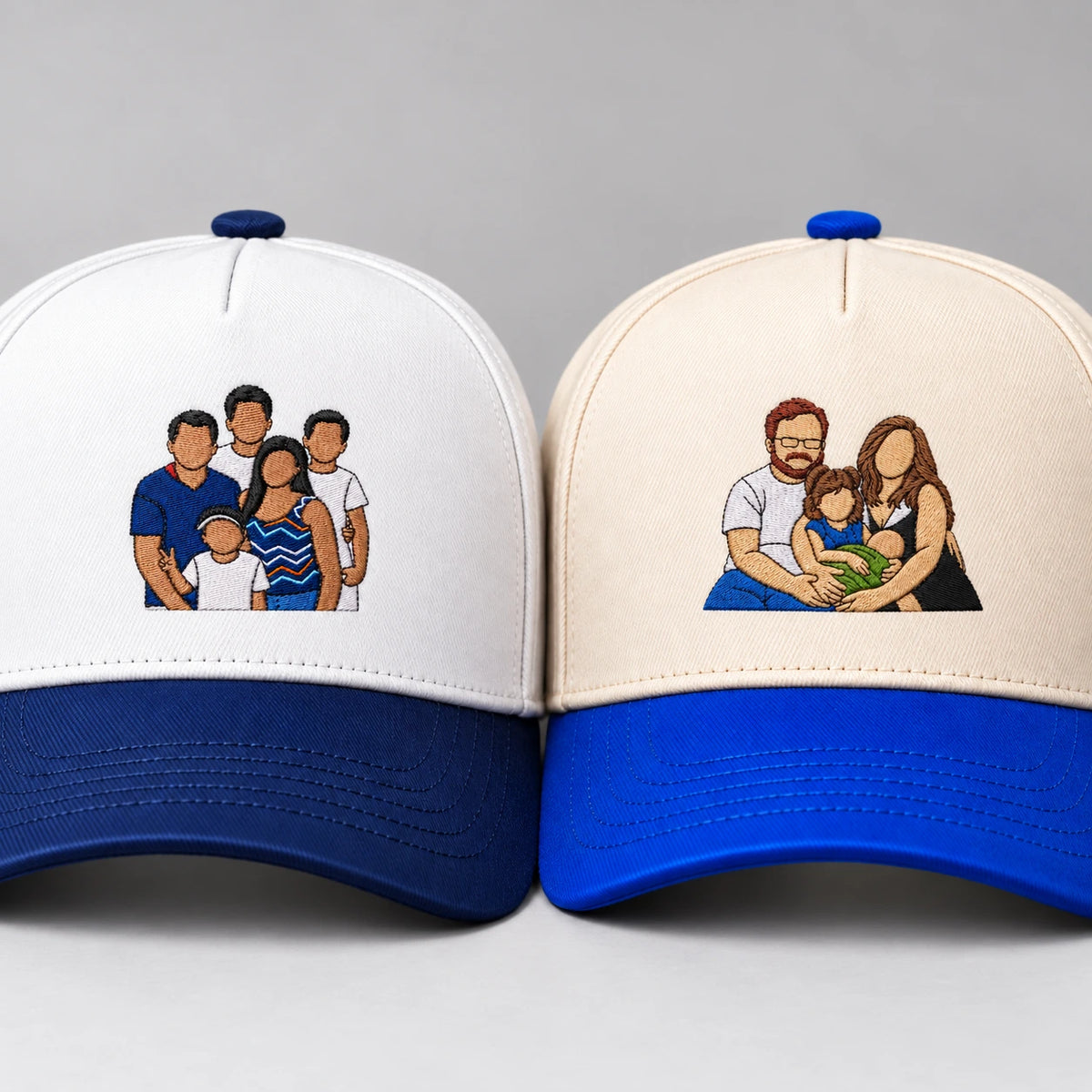 Custom Photo Hat, Family Portrait Embroidered Snapback