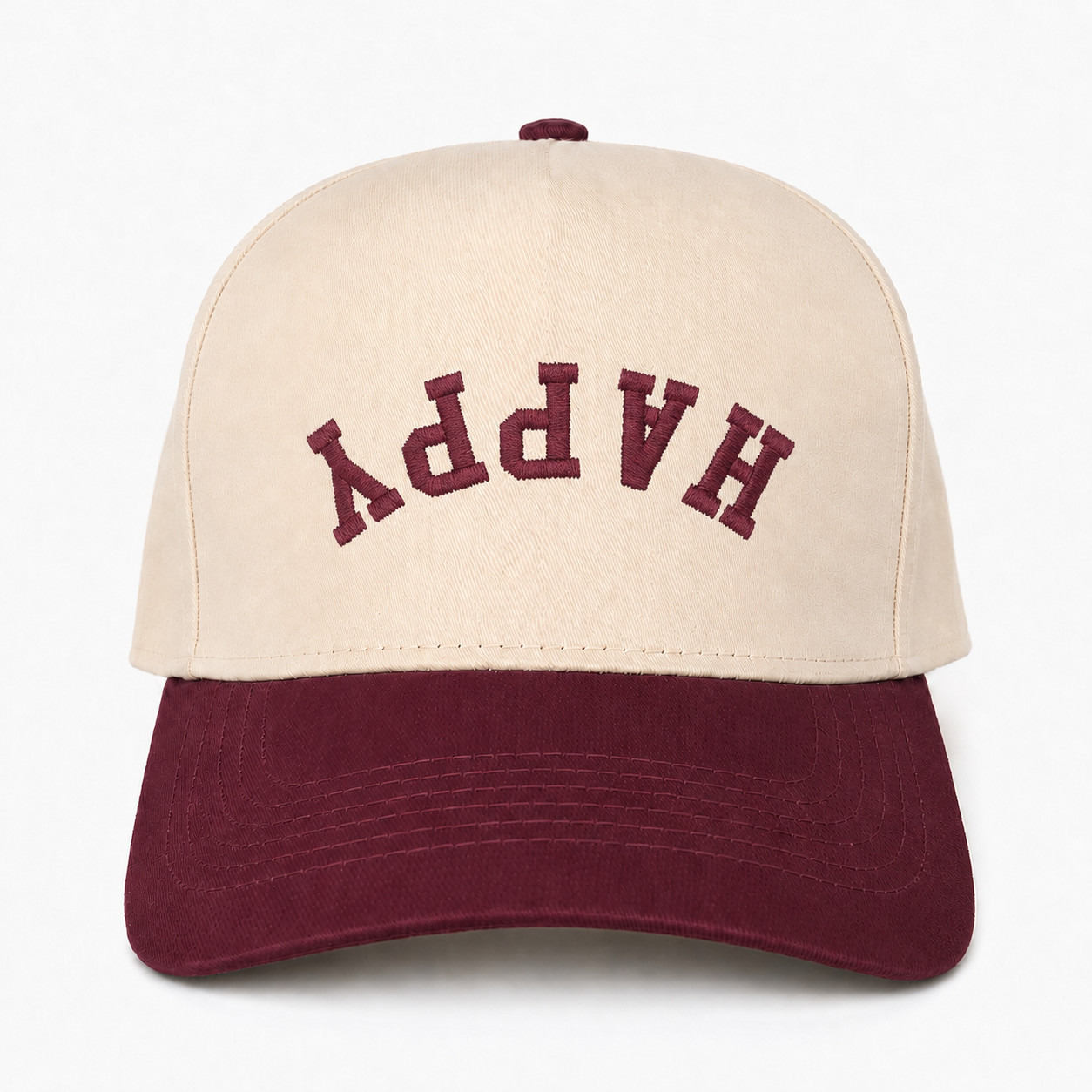 Custom Upside Down Text Embroidered Snapback Hat