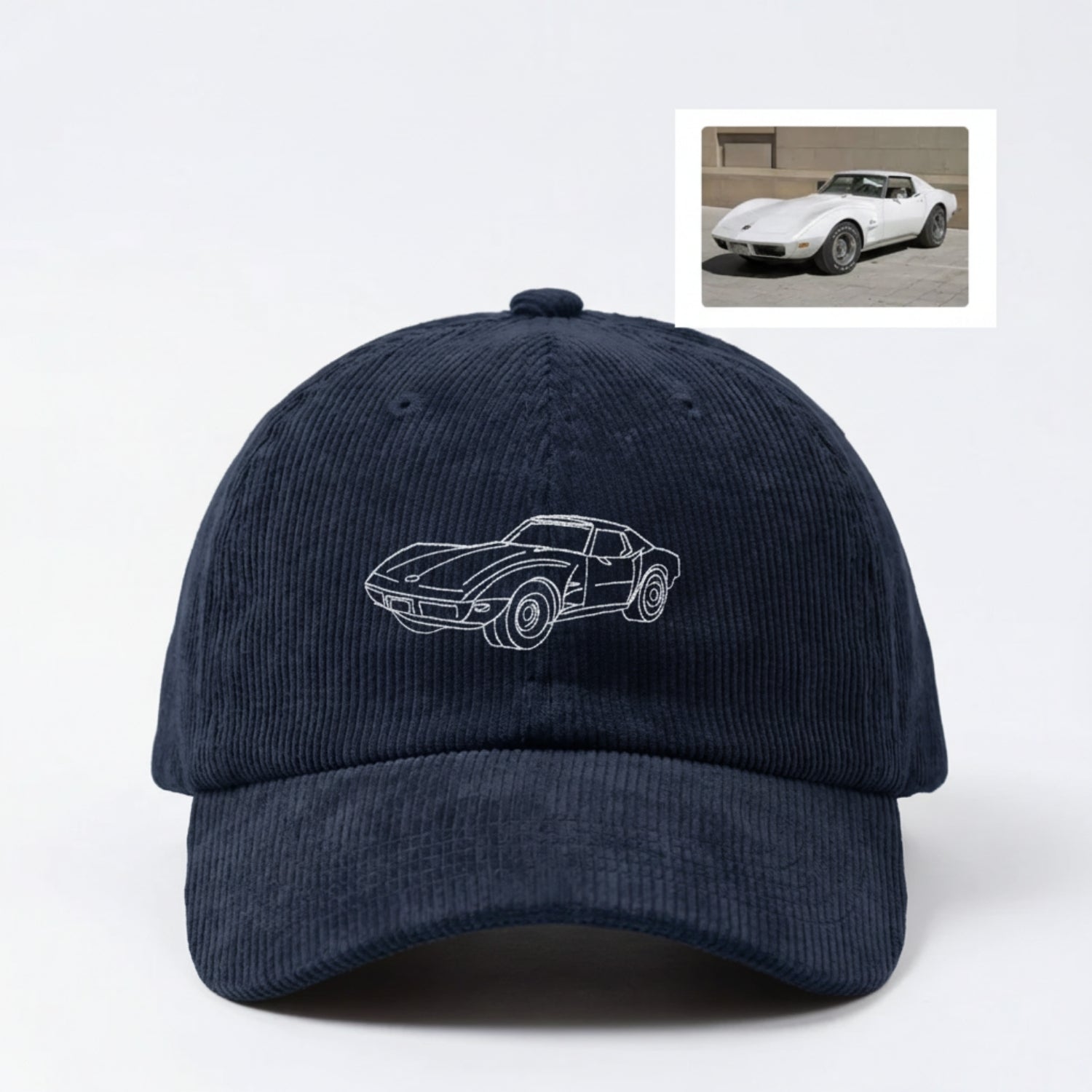 Custom Vehicle Portrait Hoodie - Embroidered Car Line Art Sweatshirt