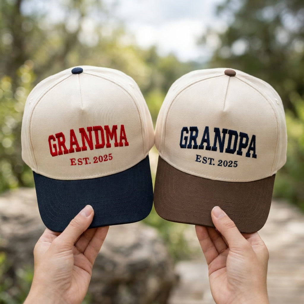 Grandma Grandpa Snapback Hat - Personalized EST Year Snapback Hat
