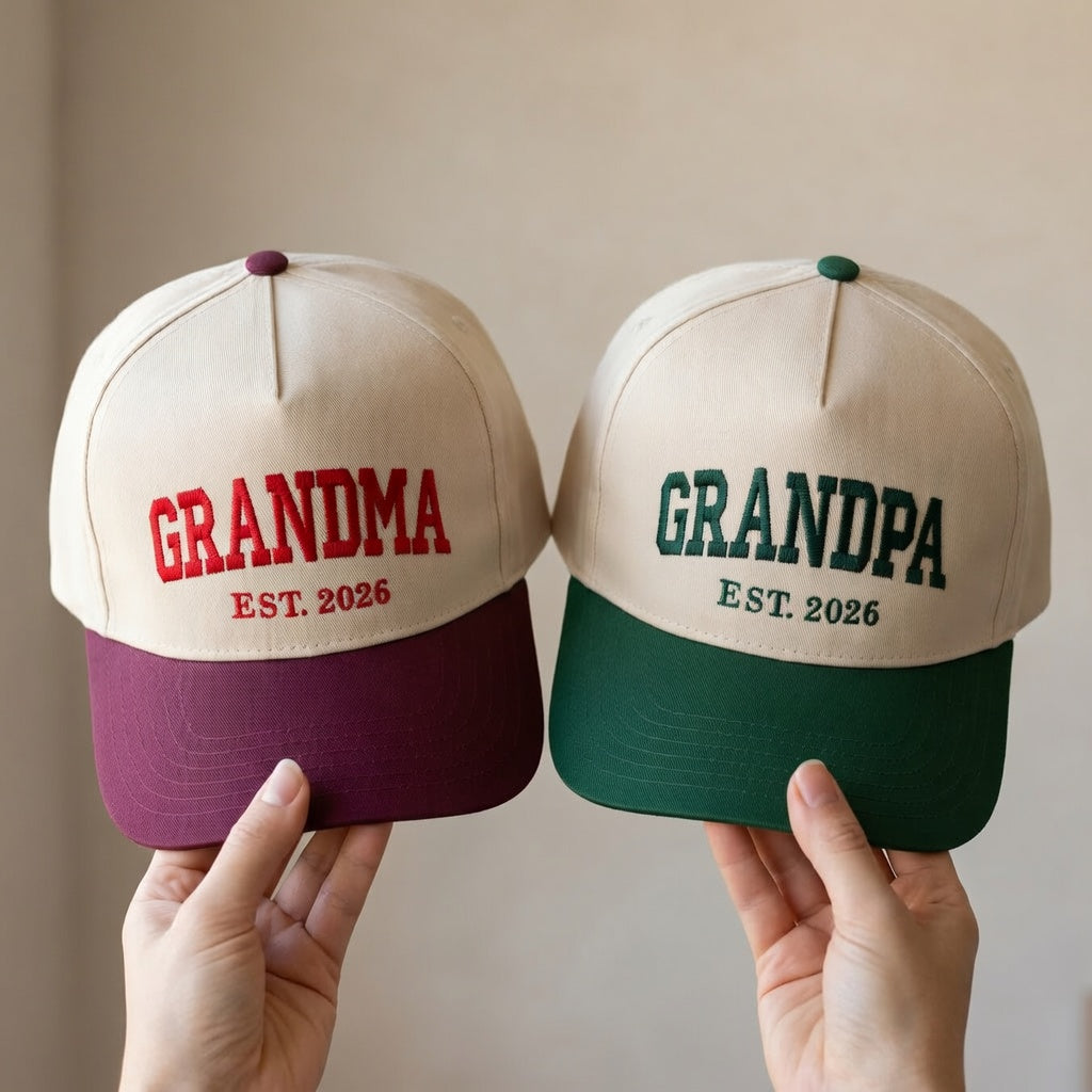 Custom Grandma Grandpa Snapback Hat - Personalized EST Year Hat