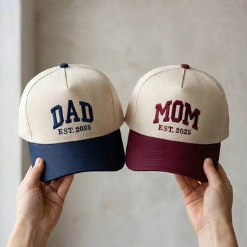 Custom Matching Snapback Hat - Personalized Mom Dad EST Year Snapback Hat