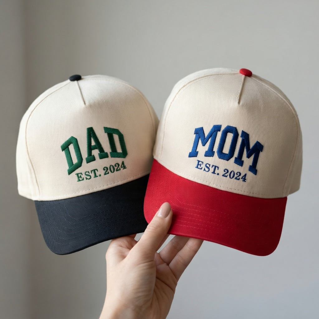 Personalized Mom Dad Snapback Hat - Custom EST Year Snapback Hat Set