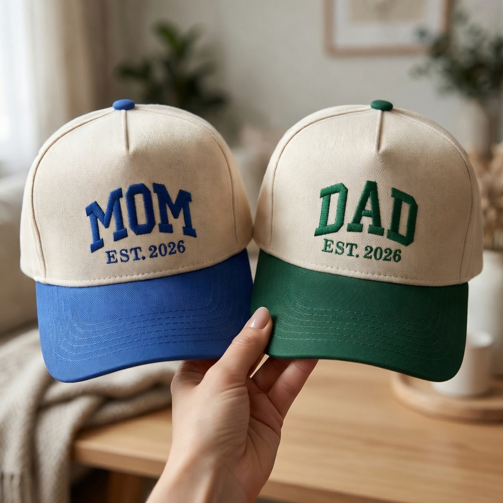 Personalized Mom Dad Snapback Hat - Custom EST Year Snapback Hat Set