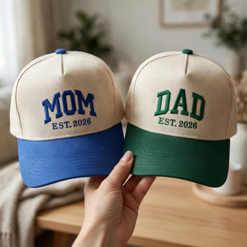 Personalized Mom Dad Snapback Hat - Custom EST Year Snapback Hat Set