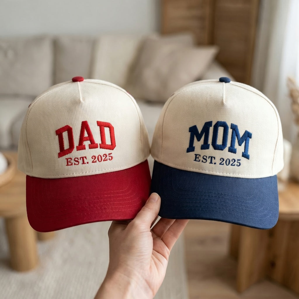 Personalized Mom Dad Snapback Hat - Custom EST Year Snapback Hat Set