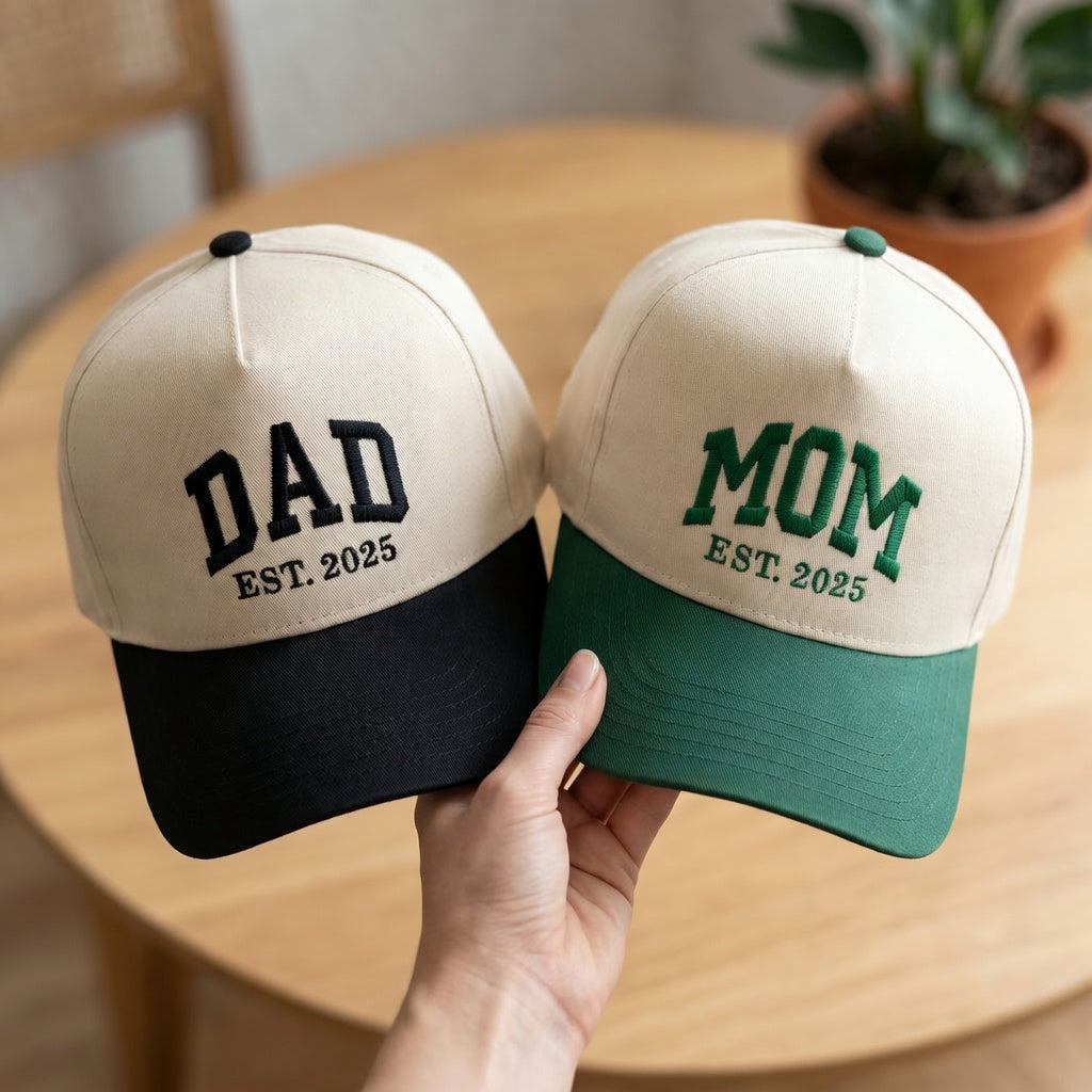 Custom Matching Snapback Hat - Personalized Mom Dad EST Year Snapback Hat