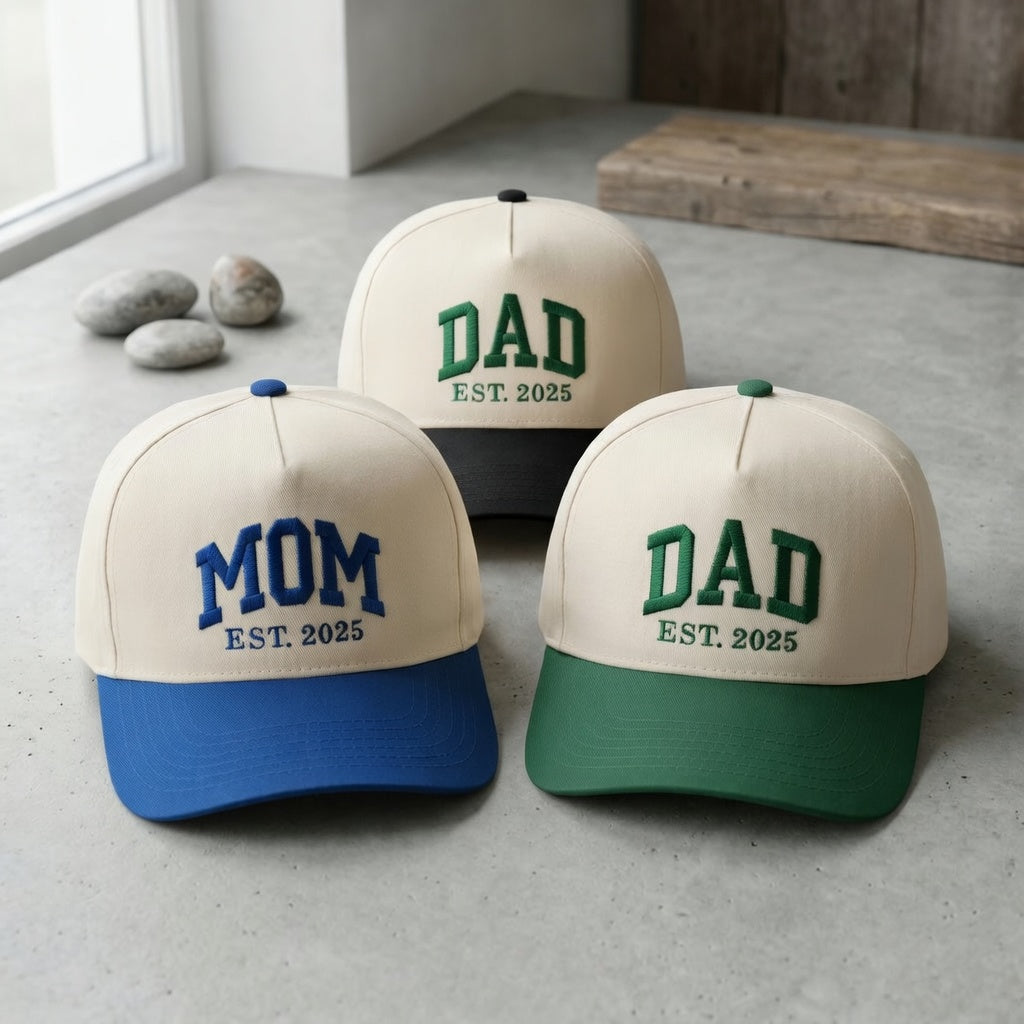 Custom Matching Snapback Hat - Personalized Mom Dad EST Year Snapback Hat