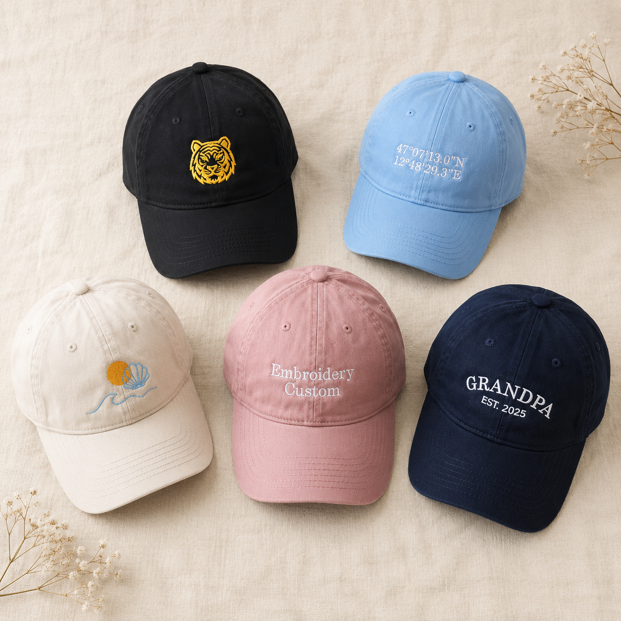Personalized Baseball Cap With Custom Embroidered Text
