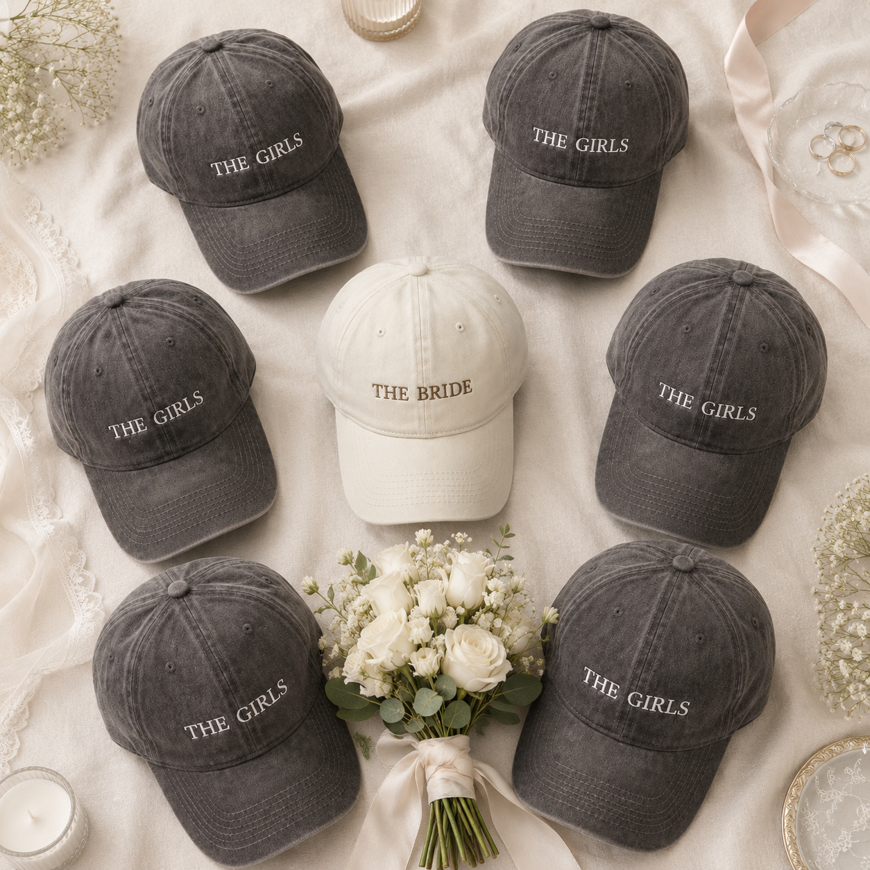 Personalized Bridesmaid Hat With Bride Squad Design