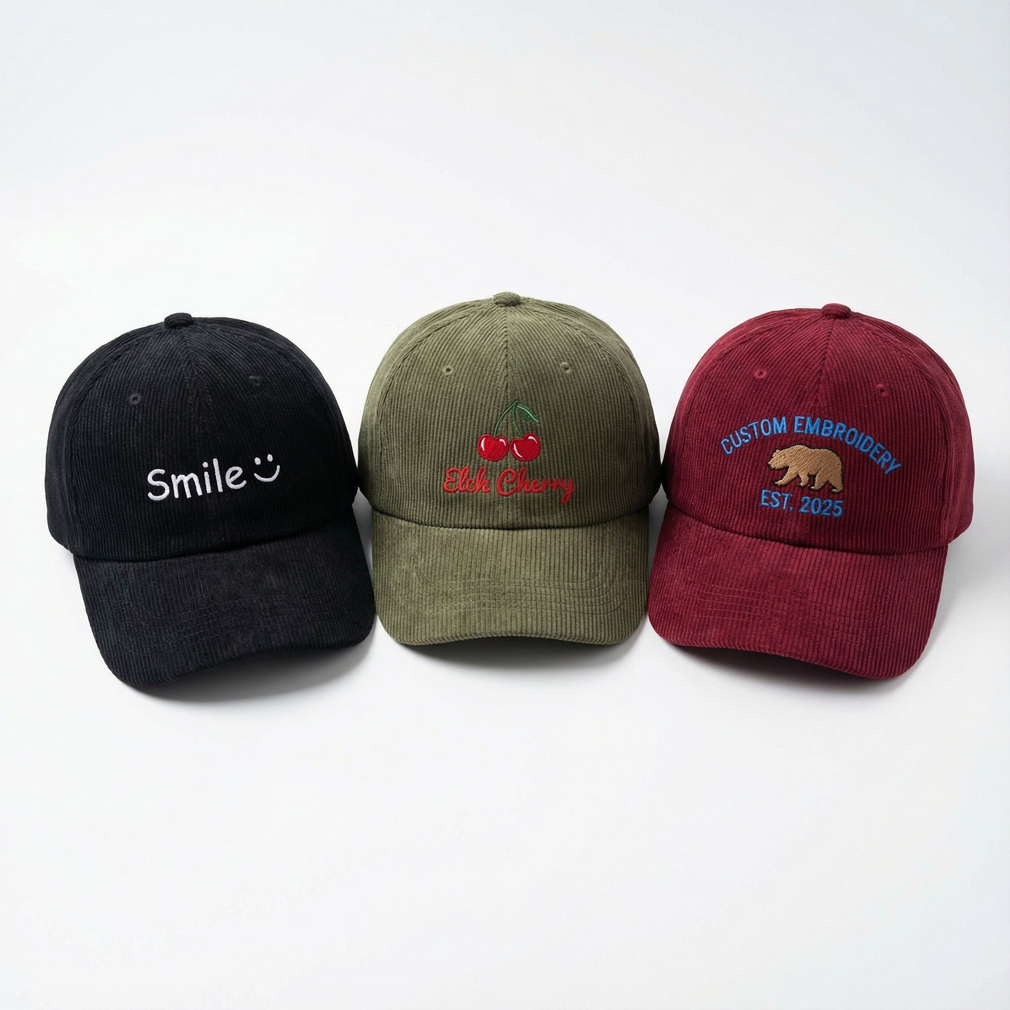 Personalized Corduroy Hat - Custom Embroidered Unisex Cap