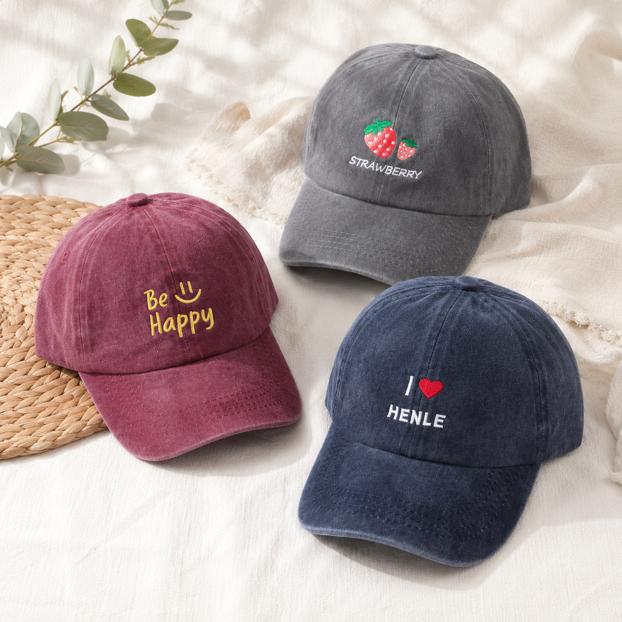 Personalized Embroidered Cap With Custom Text or Initials