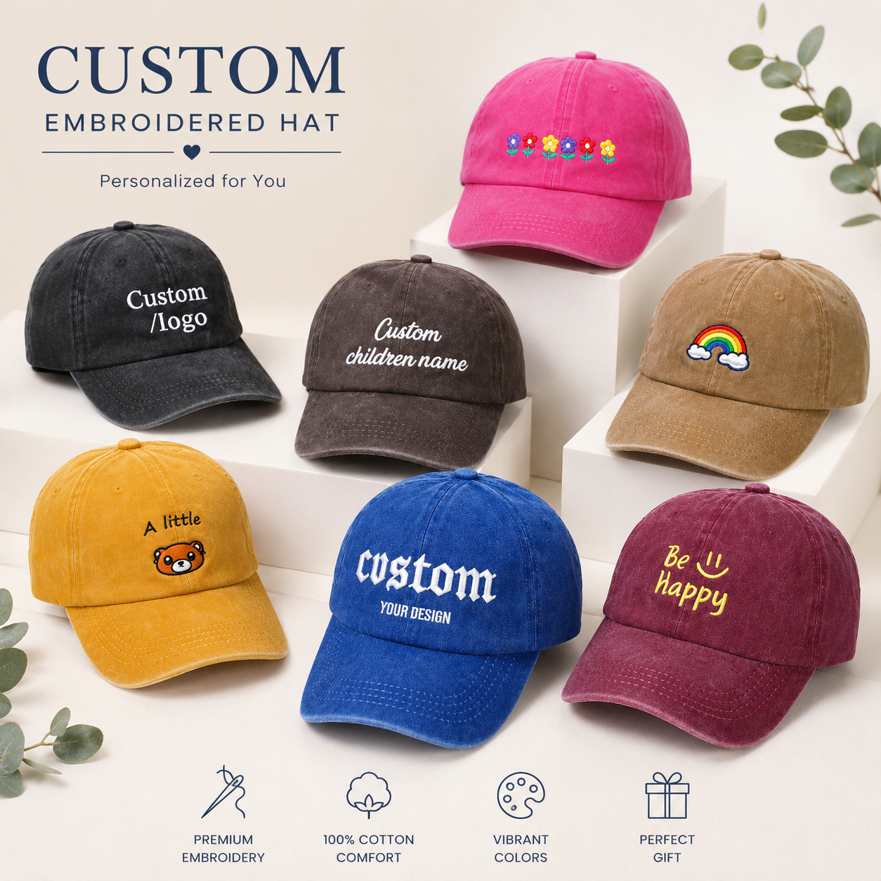 Personalized Embroidered Hat with Custom Text