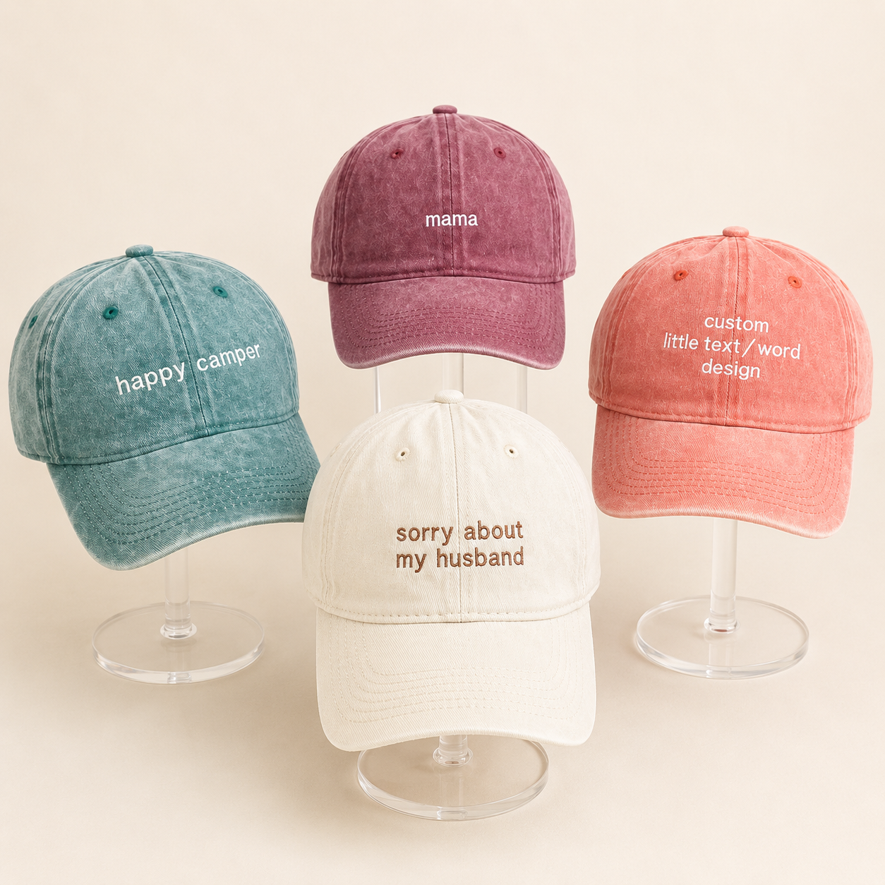 Personalized Embroidered Unisex Hat With Custom Text or Monogram