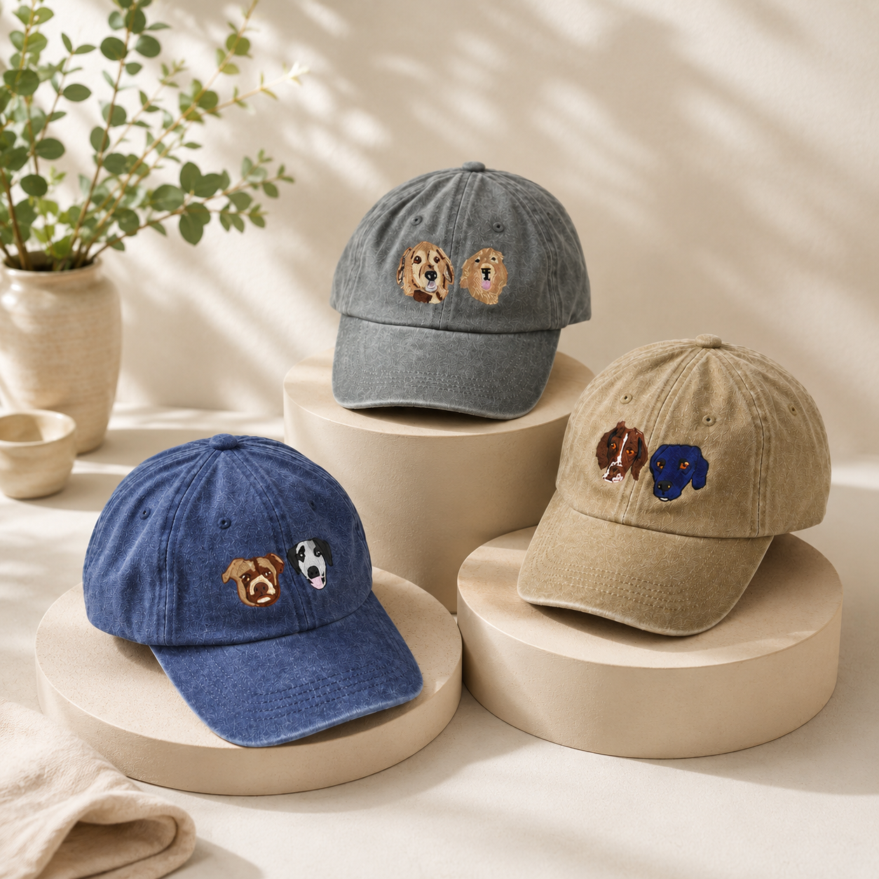 Personalized Pet Baseball Cap With Embroidered Dog Portrait