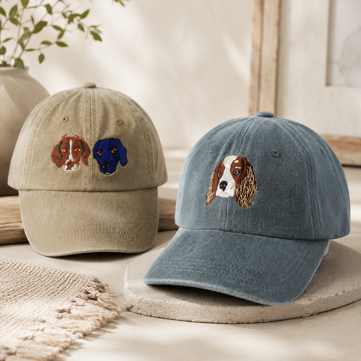 Personalized Pet Baseball Cap With Embroidered Dog Portrait